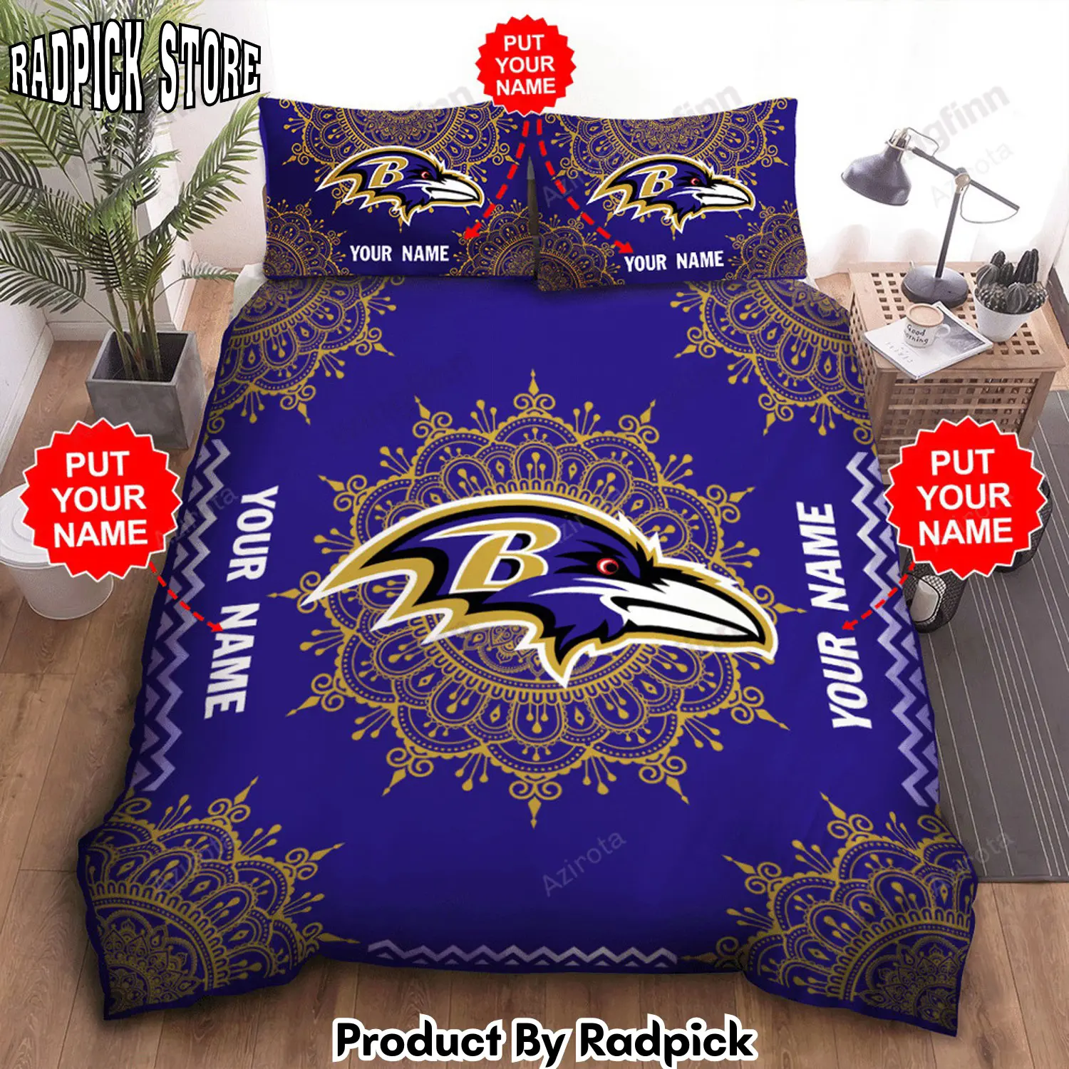Radpick baltimore ravens 3pcs bedding set duvet cover and pillow cases 1560 rp3278514